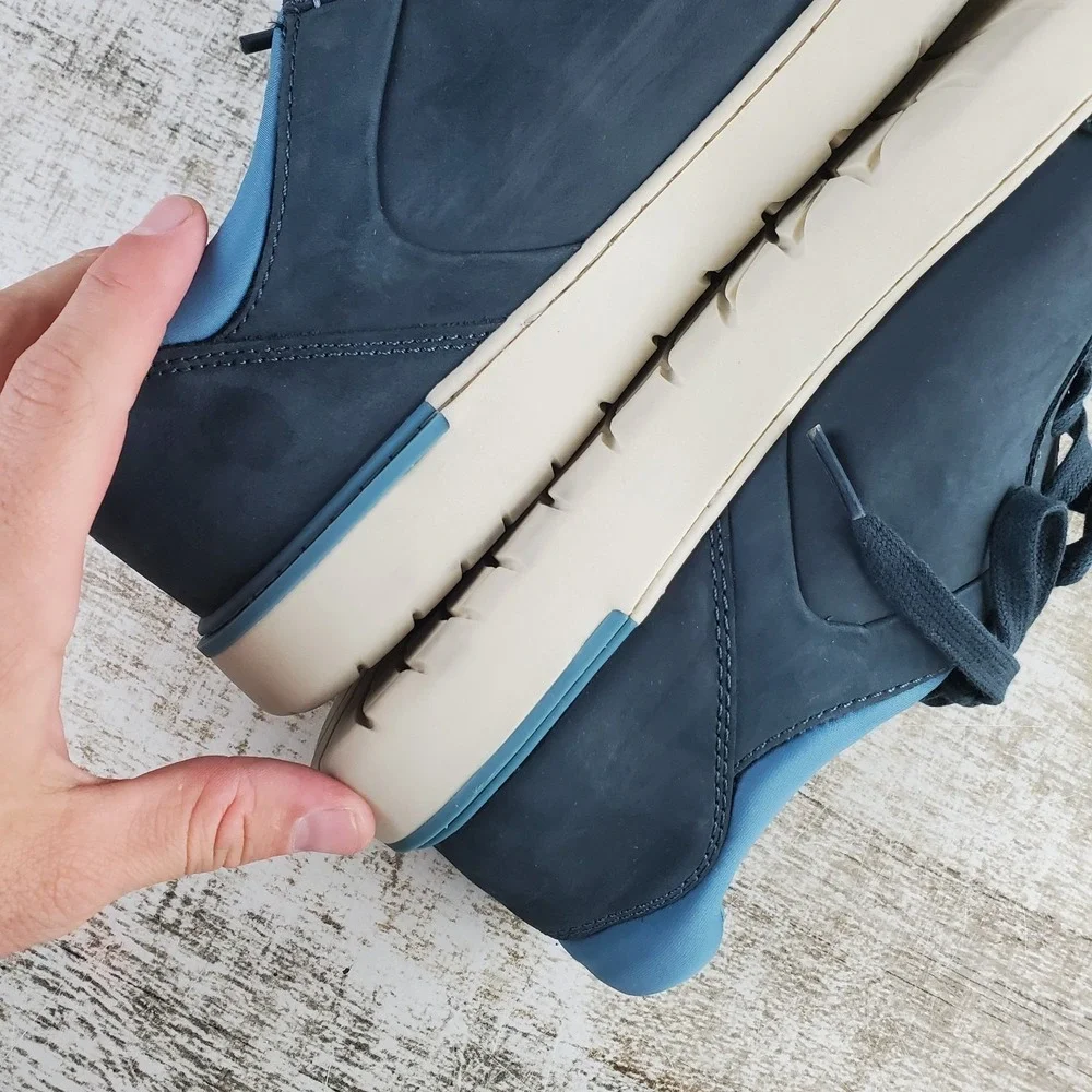 Hush‎ Puppies Toby Mens Shoes Sz 11.5 W Navy Off-White Leather Lace Up Sneakers